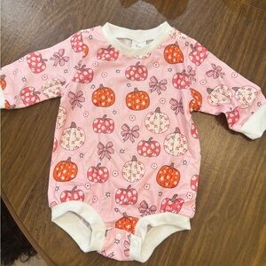 Pink Pumpkin Print Kids One Piece